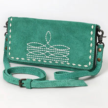 Load image into Gallery viewer, Victoria Suede Leather Boot Stitch Crossbody Wallet
