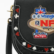 Load image into Gallery viewer, Delightra Official PRCA &amp; NFR Licensed Collection®️ Genuine Leather Playing Card Motif Toolwork Accent Crossbody Bag
