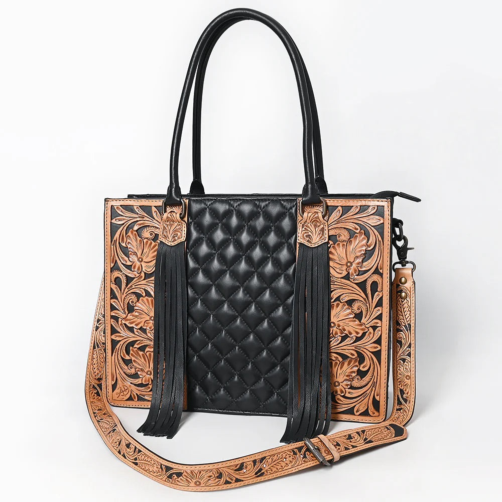 Meadowlark Hand Tooled Leather Tote Bag