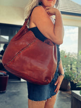 Load image into Gallery viewer, Milan Oversized Italian Leather Slouchy Hobo Bag | Luxury Full-Grain Leather Shoulder Purse with Organized Interior
