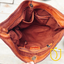 Load image into Gallery viewer, Apulia Cognac Italian Leather Shoulder Bag | Luxury Medium Leather Handbag with Zipper Closure

