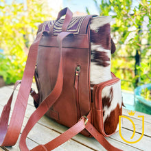 Load image into Gallery viewer, Sequoia Falls Tooled Leather and COwhide Western Backpack
