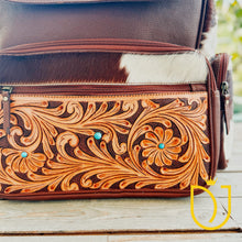 Load image into Gallery viewer, Sequoia Falls Tooled Leather and COwhide Western Backpack
