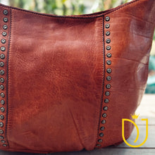 Load image into Gallery viewer, Apulia Cognac Italian Leather Shoulder Bag | Luxury Medium Leather Handbag with Zipper Closure
