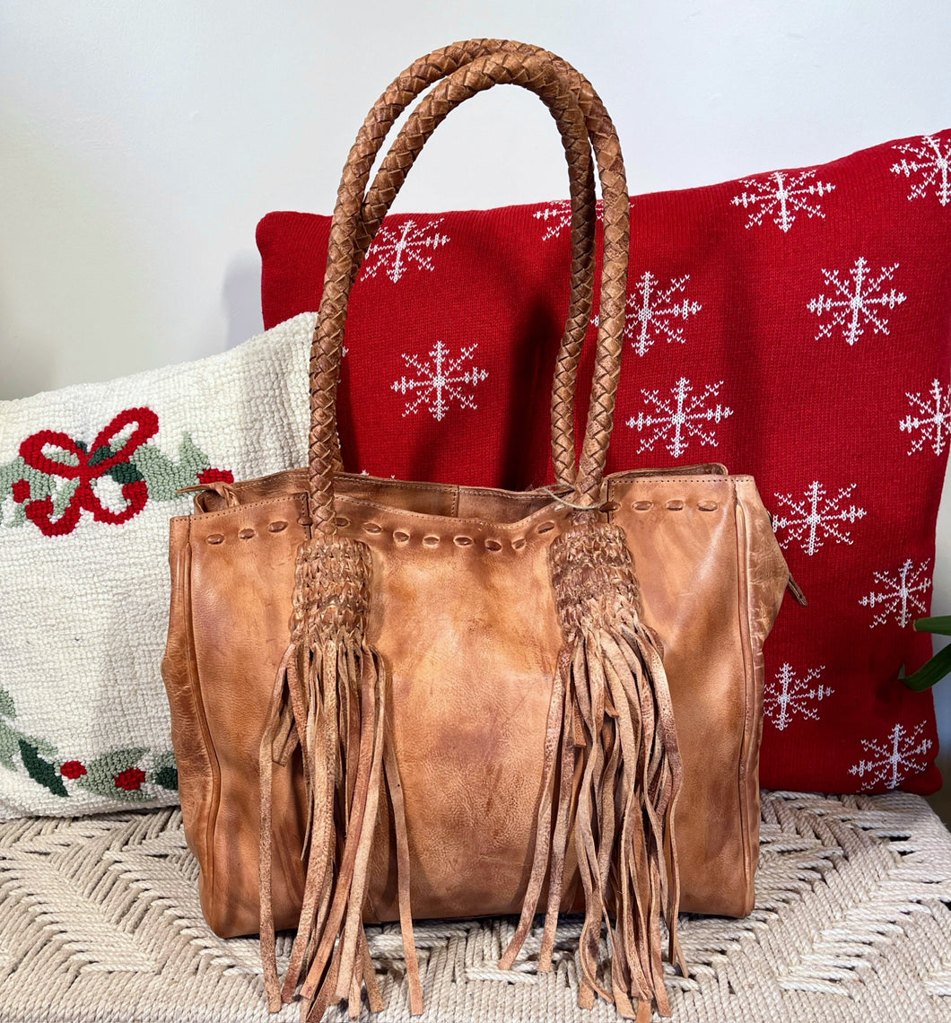Valle Vista Vintage Leather Shoulder Tote Bag