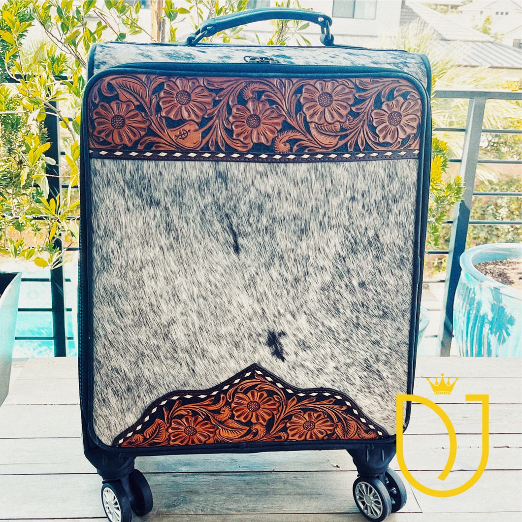 London Hand Tooled Leather Suitcase