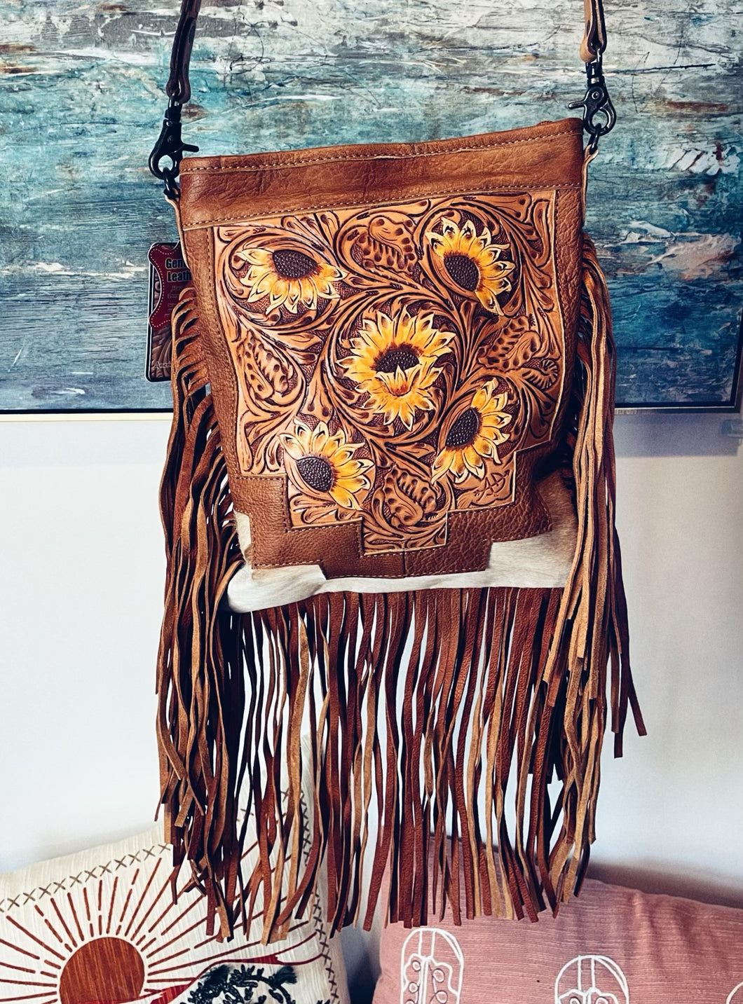 Mirasol Hand Tooled Leather Crossbody Purse