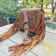 Load image into Gallery viewer, Eagle Island Hand Tooled Leather Crossbody Purse
