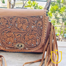Load image into Gallery viewer, Eagle Island Hand Tooled Leather Crossbody Purse
