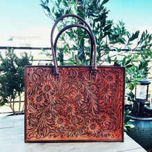 Load image into Gallery viewer, Copper Mountain Hand Tooled Leather Tote Bag
