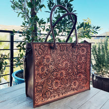 Load image into Gallery viewer, Copper Mountain Hand Tooled Leather Tote Bag
