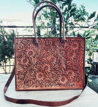Load image into Gallery viewer, Copper Mountain Hand Tooled Leather Tote Bag
