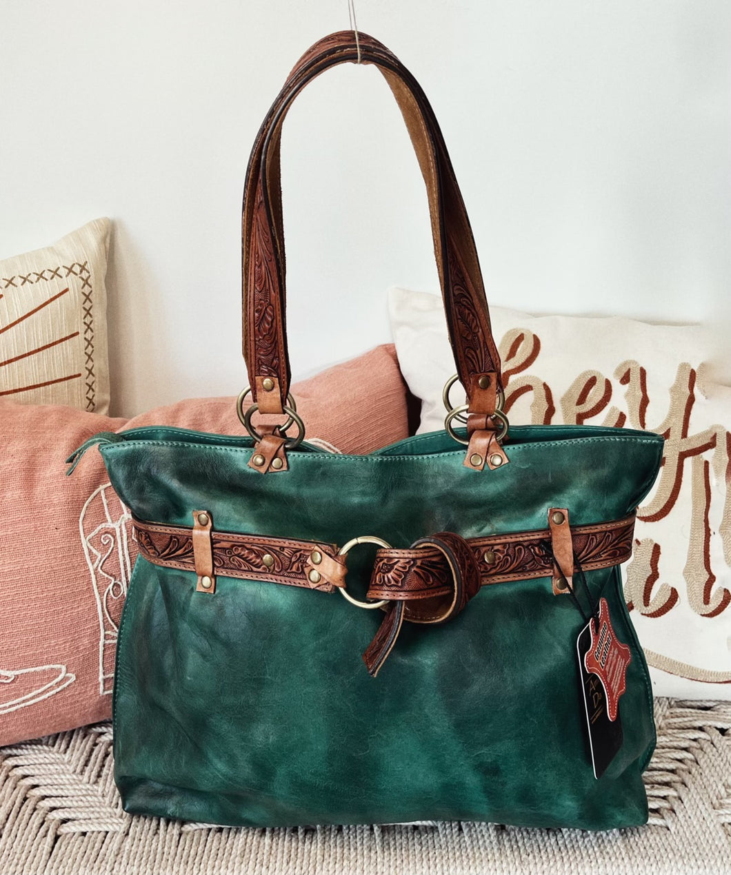 Green Rock Leather Shoulder Bag