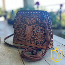 Load image into Gallery viewer, Longhorn Hand Tooled Leather Crossbody Purse
