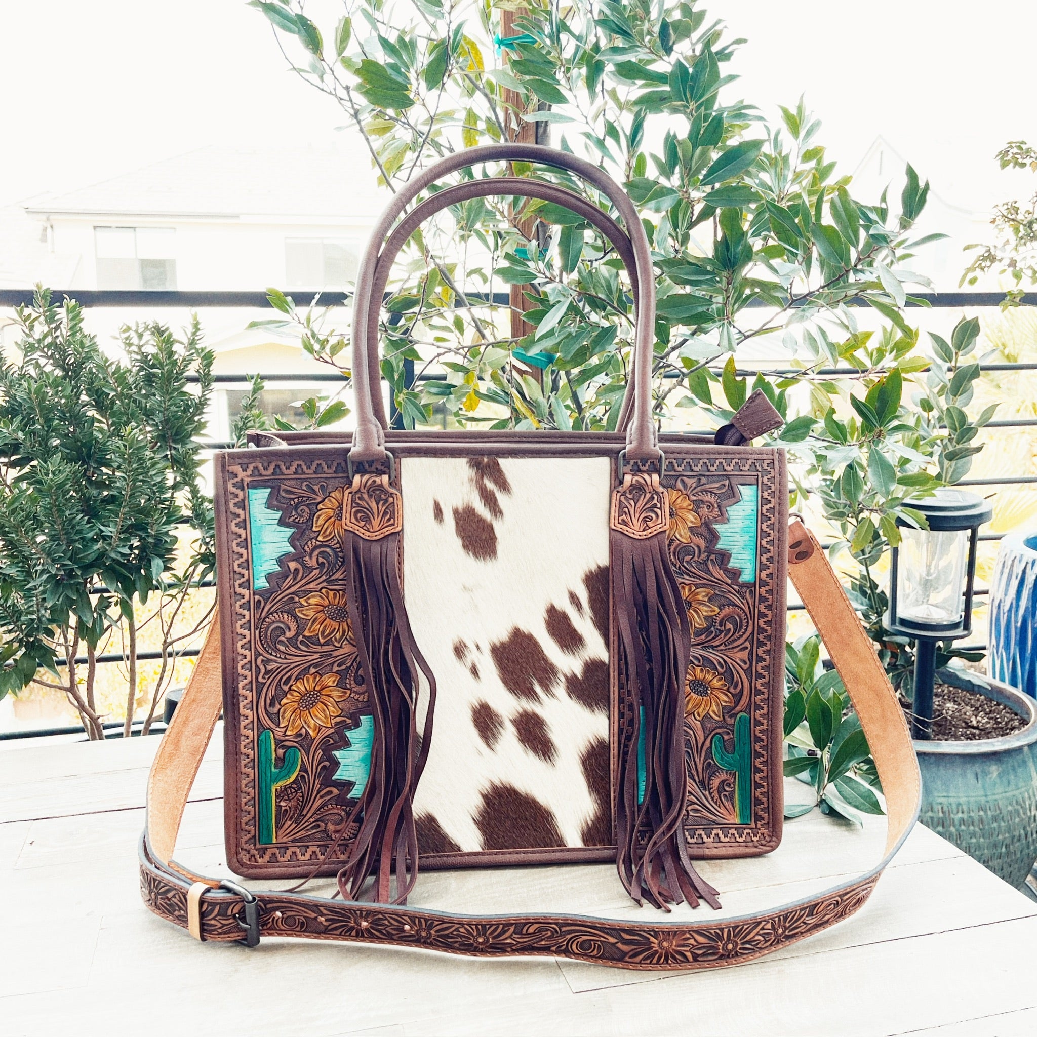 Western Rug Purses Great Bluff Western Leather Tote Bag - Shop Dodi Jo's