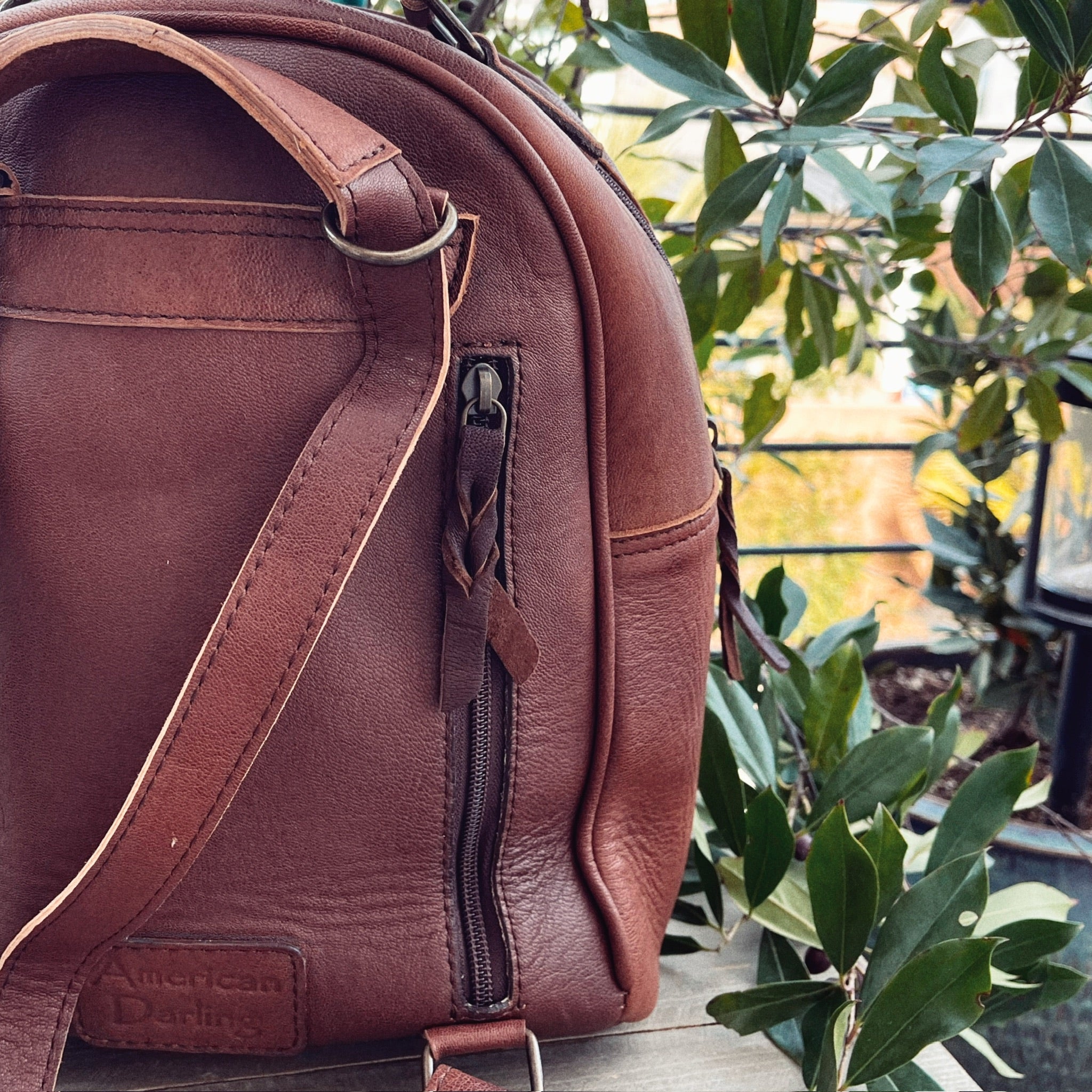 White Daisy Western Leather Backpack