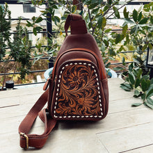 Load image into Gallery viewer, Bear Lake Hand Tooled Leather Sling Bag
