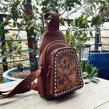 Load image into Gallery viewer, Bear Lake Hand Tooled Leather Sling Bag
