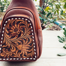 Load image into Gallery viewer, Bear Lake Hand Tooled Leather Sling Bag
