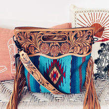 Load image into Gallery viewer, Blue Lagoon Western Leather Crossbody Purse

