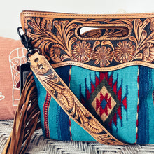 Load image into Gallery viewer, Blue Lagoon Western Leather Crossbody Purse
