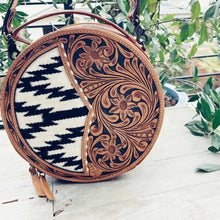 Load image into Gallery viewer, Jones Creek Hand Tooled Leather Canteen Crossbody Purse

