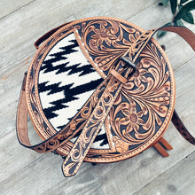 Load image into Gallery viewer, Jones Creek Hand Tooled Leather Canteen Crossbody Purse
