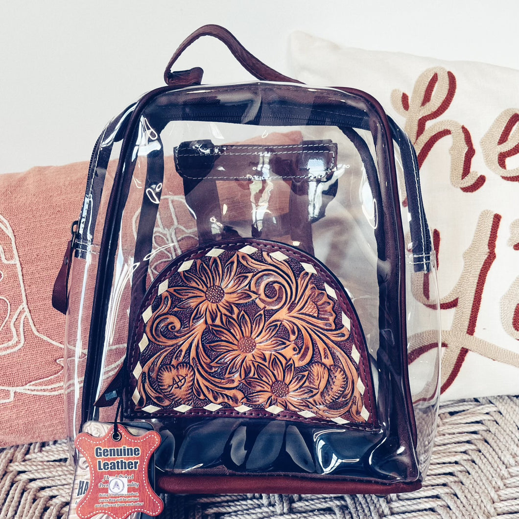 Clear Western Leather Concert Backpack