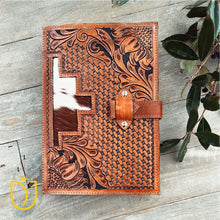 Load image into Gallery viewer, Sacred Stitches Hand Tooled Leather Bible Cover
