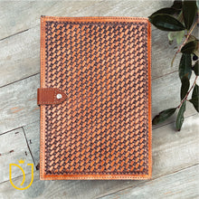 Load image into Gallery viewer, Sacred Stitches Hand Tooled Leather Bible Cover

