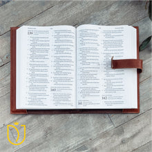 Load image into Gallery viewer, Sacred Stitches Hand Tooled Leather Bible Cover
