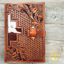 Load image into Gallery viewer, Sacred Stitches Hand Tooled Leather Bible Cover
