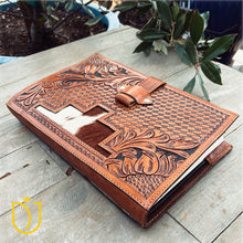 Load image into Gallery viewer, Sacred Stitches Hand Tooled Leather Bible Cover
