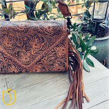 Load image into Gallery viewer, Coyote Run Hand Tooled Leather Purse
