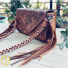 Load image into Gallery viewer, Coyote Run Hand Tooled Leather Purse
