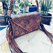 Load image into Gallery viewer, Coyote Run Hand Tooled Leather Purse
