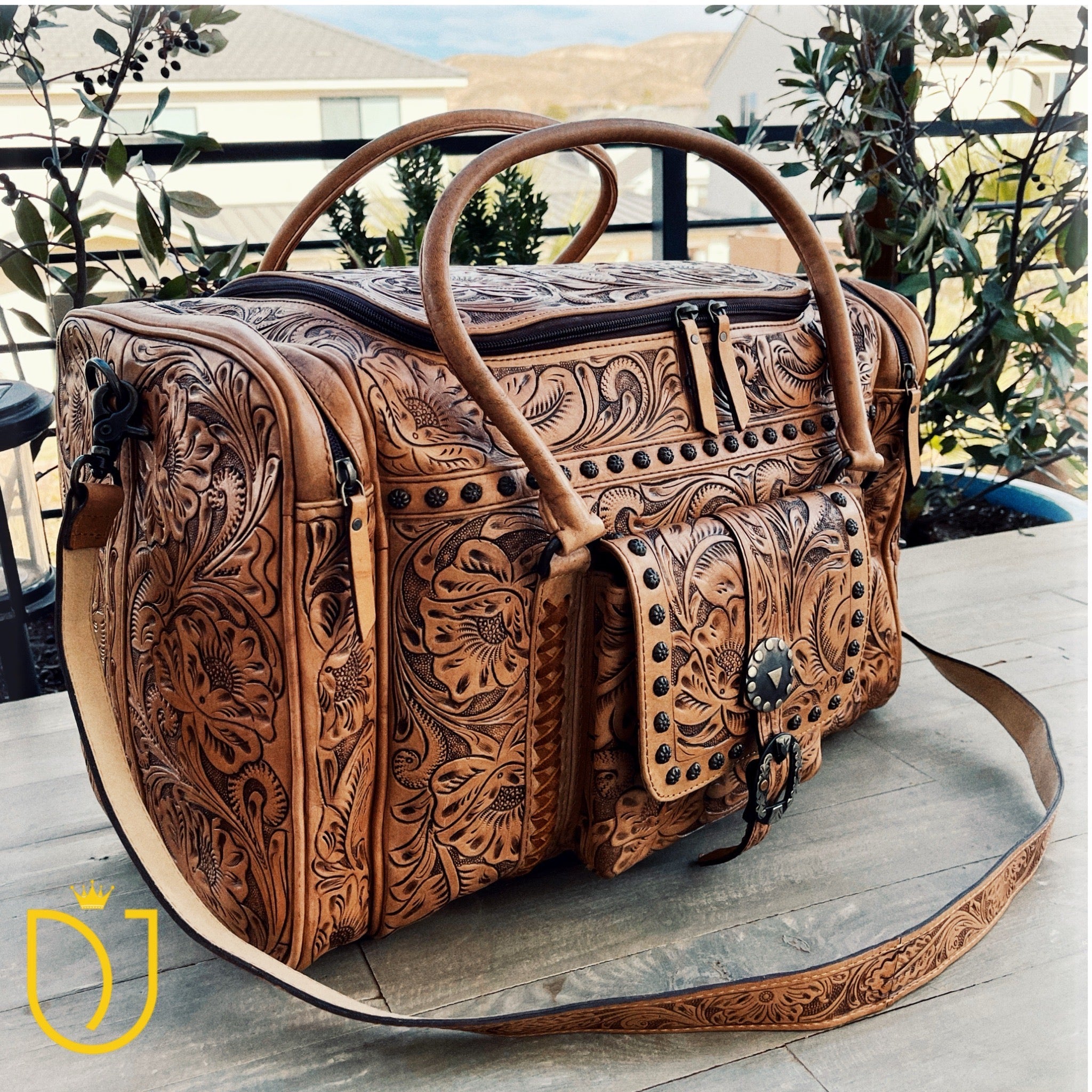 Campbell Hand Tooled Leather Duffel Bag - Shop Dodi Jo's