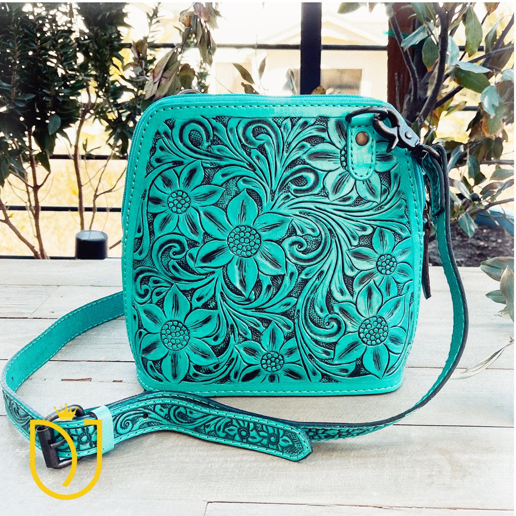 Frontier Freedom Hand Tooled Leather Crossbody Purse