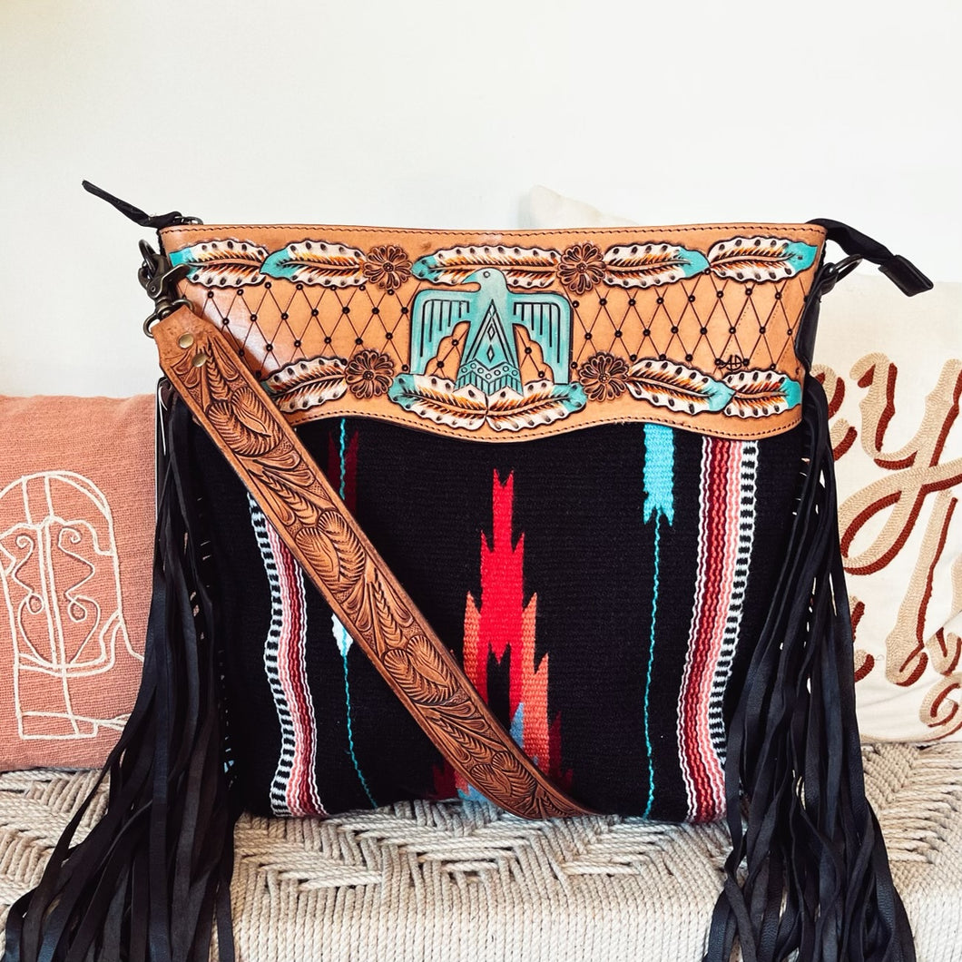 Thunderbird Western Leather Crossbody Purse
