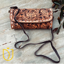 Load image into Gallery viewer, Dusty Pines Hand Tooled Leather Crossbody Wallet

