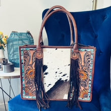 Load image into Gallery viewer, Country Meadows Western Leather Tote Bag
