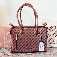 Load image into Gallery viewer, Golden Hand Tooled Leather Tote Bag
