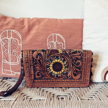Load image into Gallery viewer, Memphis Sunflower Western Leather Crossbody Wallet Purse
