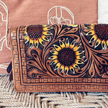 Load image into Gallery viewer, Memphis Sunflower Western Leather Crossbody Wallet Purse
