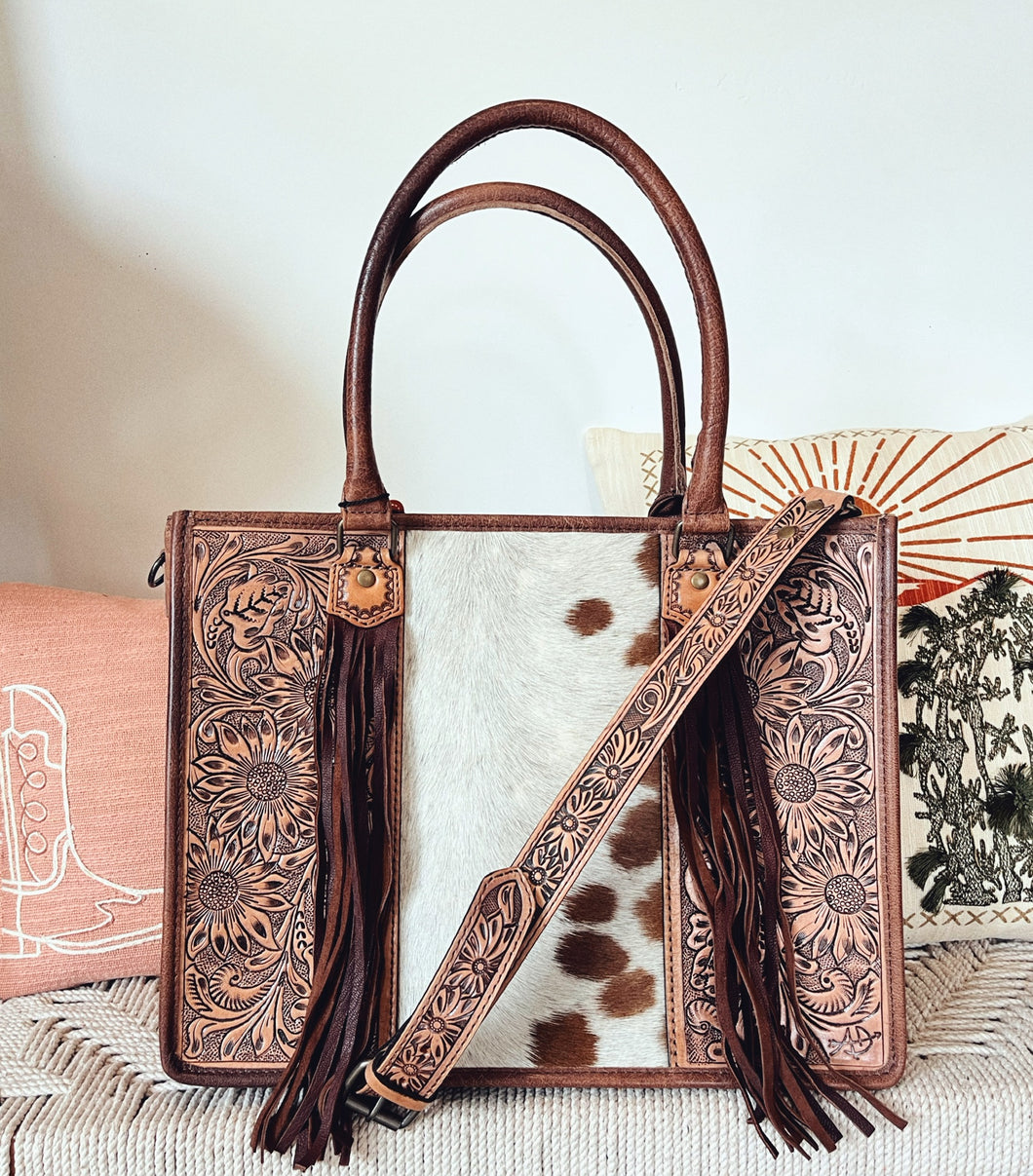 Spring Branch Western Leather Tote Bag