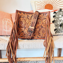 Load image into Gallery viewer, Gardendale Hand Tooled Leather Crossbody Purse
