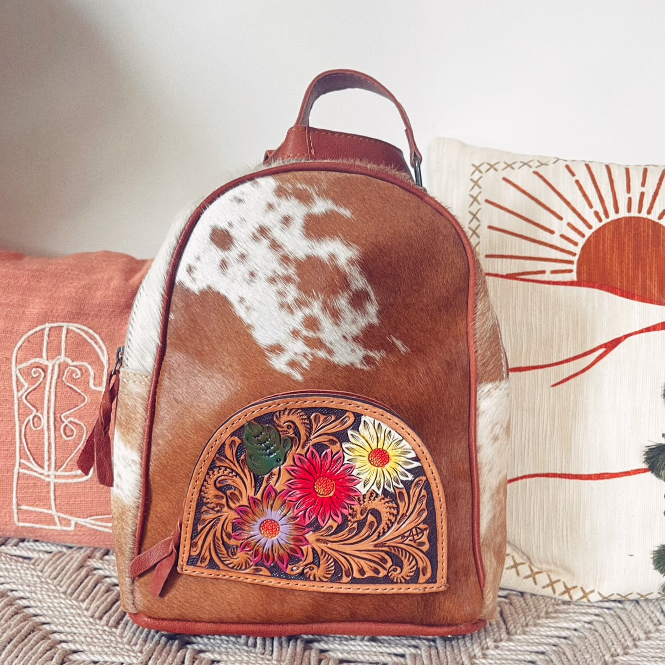 american made leather backpack Spring Blooms Bridgeton Western Leather Backpack