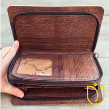 Load image into Gallery viewer, Canyon Breeze Hand Tooled Leather Crossbody Wallet
