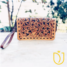 Load image into Gallery viewer, Canyon Breeze Hand Tooled Leather Crossbody Wallet
