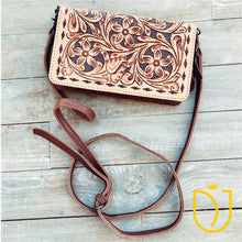 Load image into Gallery viewer, Canyon Breeze Hand Tooled Leather Crossbody Wallet
